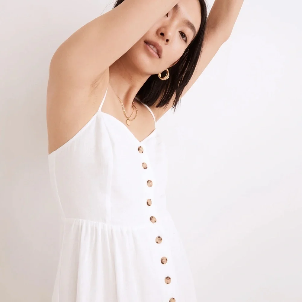 NWT Madewell Linen-Cotton Cami Button-Front Midi Dress - Picture 4 of 10